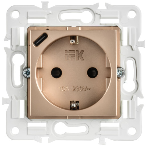 SKANDY Роз. с з/к/ш 16А с USB C 18Вт SK-R17Sa песоч. IEK