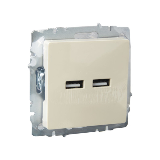 BRITE Роз. USB A+A 3,1А РЮ10-1-БрКр беж. IEK