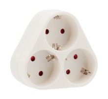 REXANT Тройник электрический пирамида 16 А с заземлением белый.