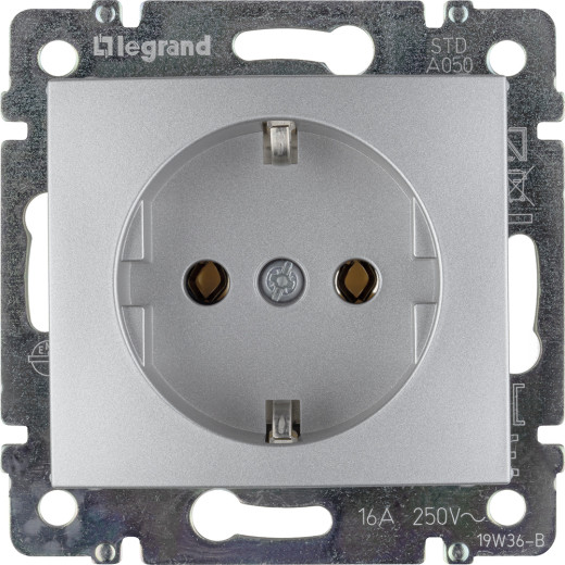 Розетка с заземлением - Legrand Valena - без шторок 16А 250В винтовые зажимы - алюминий