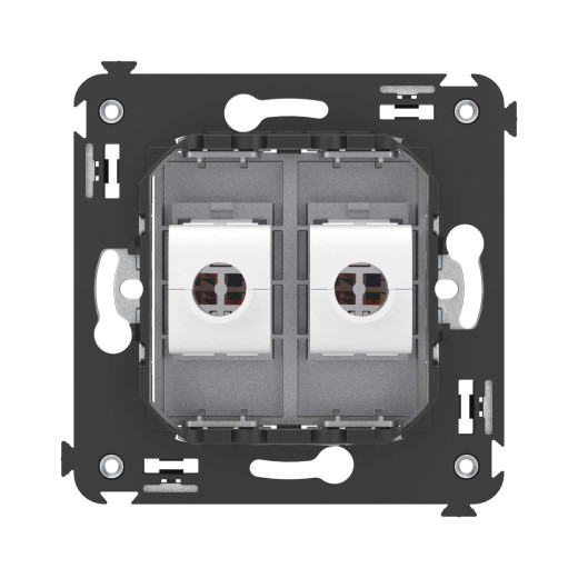 Компьютерная розетка RJ-45 без шторки в стену, кат.5е двойная, Avanti, закаленная сталь