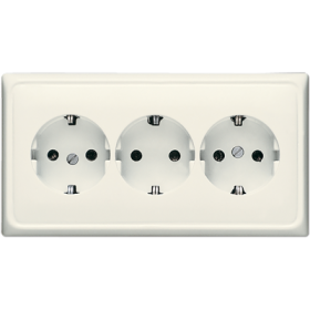 JUNG Розетка тройная с заземлением для кабельканалов слоновая кость