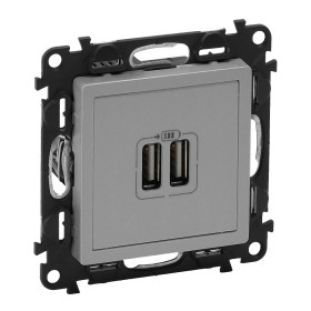 Legrand Valena LIFE DIY Алюм Розетка 2-ая USB 240В/5В 1500мА.