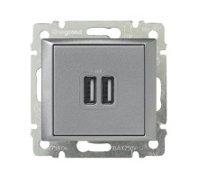Legrand Valena Алюминий Розетка 2-ая USB.