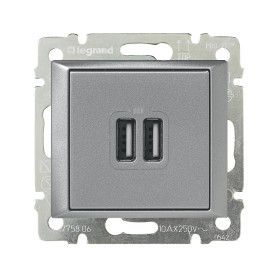 Legrand Valena Алюминий Розетка 2-ая USB.
