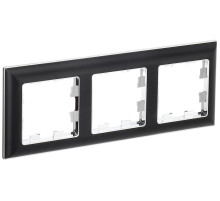 IEK BRITE DECOR Черный/хром 3D-форма Рамка 3-мест. РУ-3-Бр