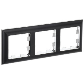 IEK BRITE DECOR Черный/хром 3D-форма Рамка 3-мест. РУ-3-Бр