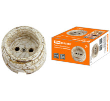 TDM Розетка фарфоровая 2П 10А 250В мраморная «Болонь»