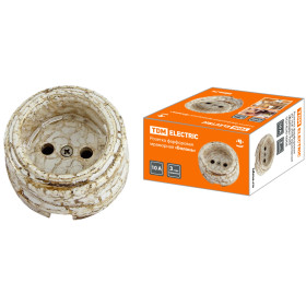 TDM Розетка фарфоровая 2П 10А 250В мраморная «Болонь»