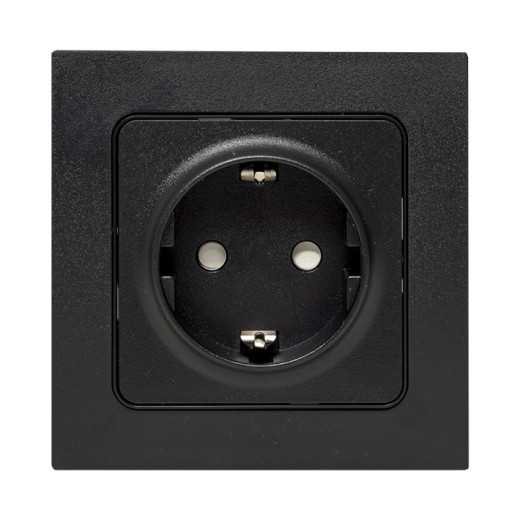 Стокгольм Механизм Розетки 1-местной с/з 16А винтовые клеммы черный с защ. штор. EKF PROxima