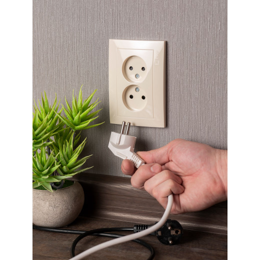 Валенсия розетка 2-местная б/з 10А кремовая с защ. штор. EKF PROxima