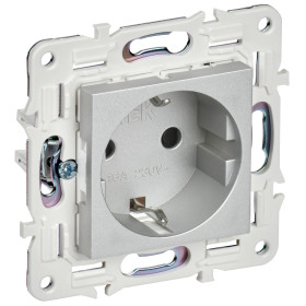IEK SKANDY Серебряный Розетка с/з с защитными шторками 16А б/к SK-R06S