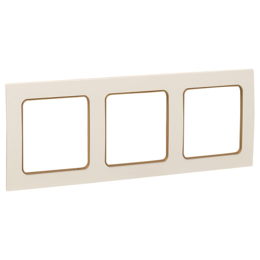 Стокгольм Рамка 3-местная белая с линией цвета шампань EKF PROxima