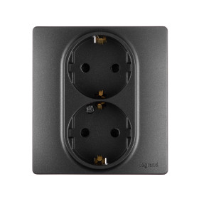 Legrand/Daccord INSPIRIA Антрацит Розетка 2X2К+З шт.