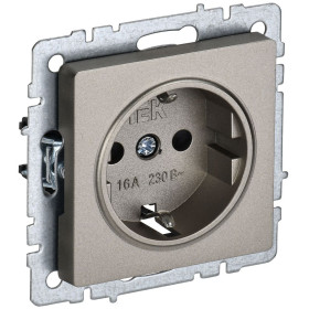 IEK BRITE BASE Шампань Розетка 1-м с/з без защ.штор 16А РС11-1-0-БрШ