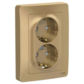 Systeme Electric Blanca внутр Титан Розетка 2-ая с/з со шторками, 16А, 250В