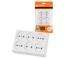 TDM Розетка шестиместная 2П открытой установки IP20 10A белая 