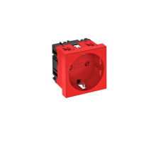 OBO Bettermann Розетка силовая 0° одинарная 2К+З, 1 модуль Modul45, 45х45 мм, со шторками, 16А 250В красная