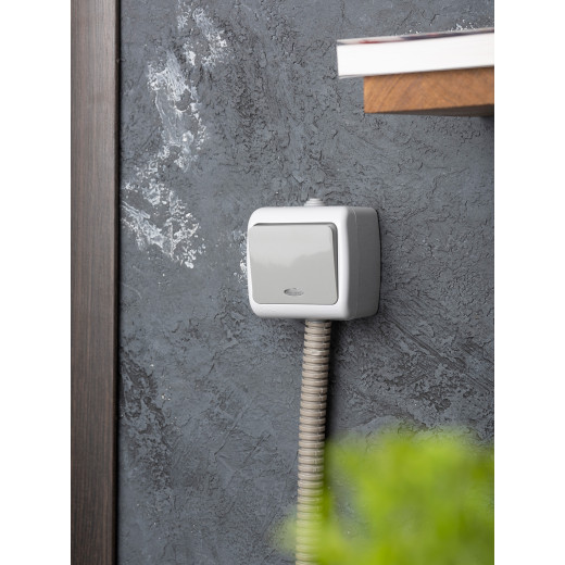 Мурманск Выключатель 1-клавишный с индикатором 10А IP54 серый EKF