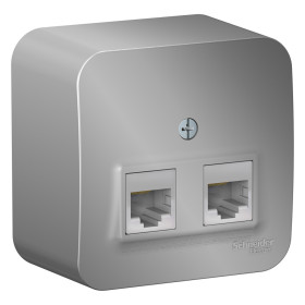 Systeme Electric Blanca наруж Алюминий Розетка 2-ая компьютерная RJ45, кат.5E, изолир. пластина