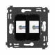 Компьютерная розетка RJ-45 без шторки в стену, кат.6А двойная, Avanti, черный квадрат