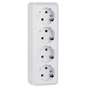 EKF PROxima Рим Розетка 4-местная 16А с заземлением белая.