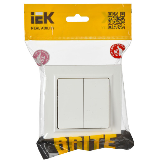 BRITE Выключ. 2-кл. 10А в сб. ВСР10-2-0-БрБ бел. IEK