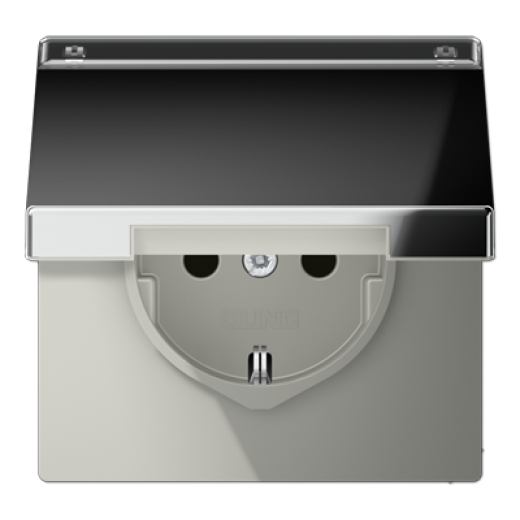 Штепсельная розетка SCHUKO 16A 250V~ с откидной крышкой и полем для надписи, полированный хром