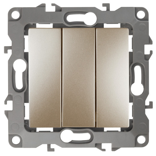 12-1107-04 ЭРА Выключатель тройной, 10АХ-250В, IP20, Эра12, шампань (10/100/3200)