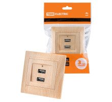 TDM Розетка 2USB порт 2,1А 5В сосна 