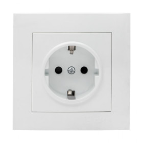 EKF PROxima Валенсия розетка 1-местная с/з 16А белая с защ. штор..