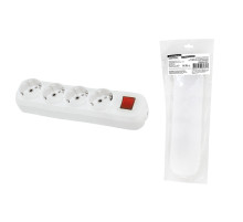 TDM Колодка розеточная 4 гнезда 2П+3 c выключателем 16А 250В белая серии 