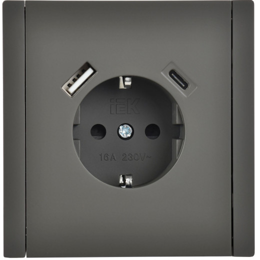 FORTE&PIANO Роз. з/к/ш в/к 16А USB A+C 18Вт FP347 сер. IEK