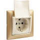 Розетка с заземлением - Legrand Valena - со шторками с защитной крышкой 16А 250В винтовые зажимы - слоновая кость