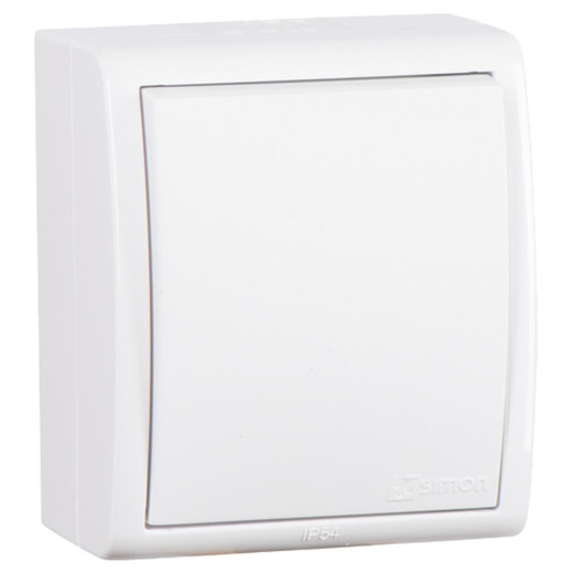 Simon15 Aqua Белый Выключатель 1-клавишный наружный,IP54