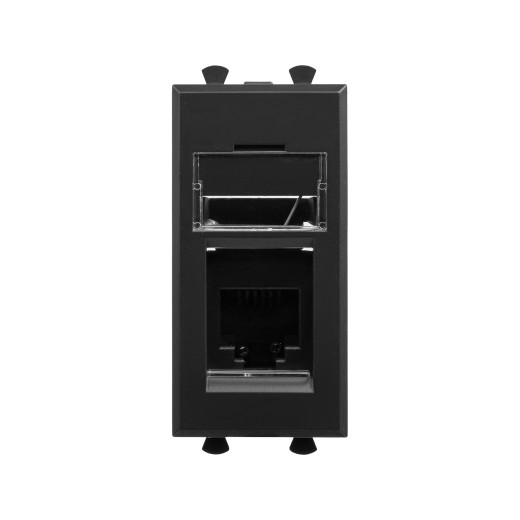 Телефонная розетка RJ-12 модульная, Avanti, черный матовый, 1 модуль