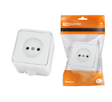 TDM Розетка 2П OУ IP44 10А белая 