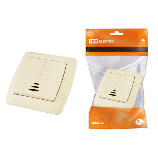 Выключатель 2 кл. с подсветкой 10А сл. кость 