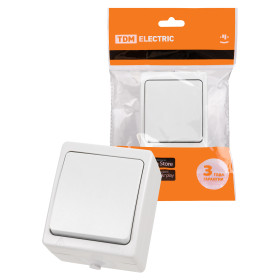 TDM Выключатель 1-кл. открытой установки IP54 10А белый 