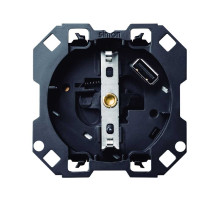 Simon 100 Розетка с заземлением и шторками Schuko 2Р+Е 16A 250В~ с з/у USB SmartCharge 2.1A 5В