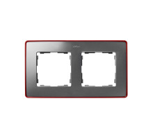 Simon 82 Detail Холодный Алюминий, красное основание Рамка 2-ая