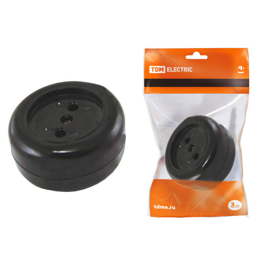 Розетка 2П 16А 250B о/у черная 