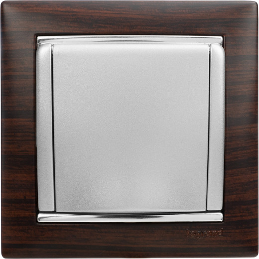 Рамка 1 пост - Legrand Valena - темное дерево/серебряный штрих