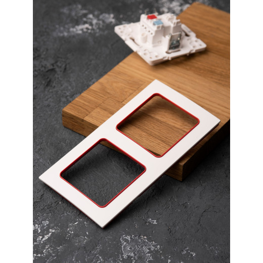 Стокгольм Рамка 2-местная белая с линией цвета красный EKF PROxima