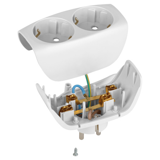 Разветвитель электрический ЭРА SP-2e-W на 2 розетки с заземлением со шторками 16А белый