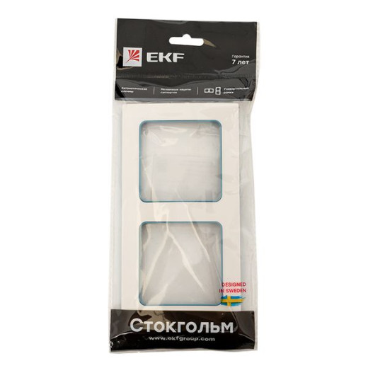 Стокгольм Рамка 2-местная белая с линией цвета синий EKF PROxima