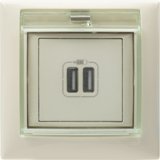 Зарядное устройство USB тип А / тип А - Legrand Valena - 3000мА 15Вт - слоновая кость