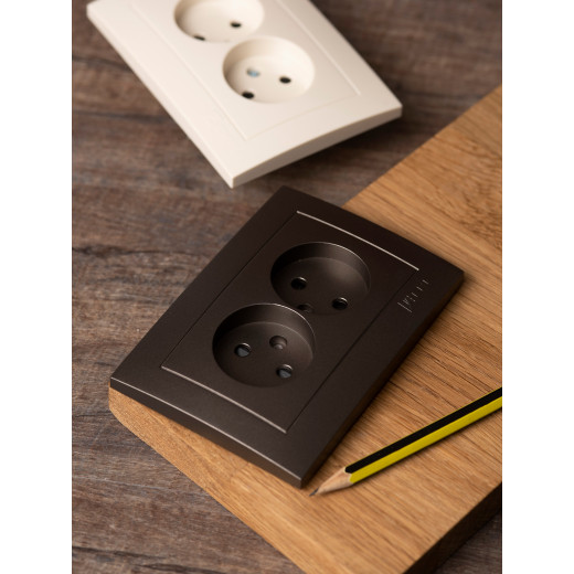 Валенсия лицевая панель розетка 2-местной б/з 10А графит с защ. штор. EKF PROxima