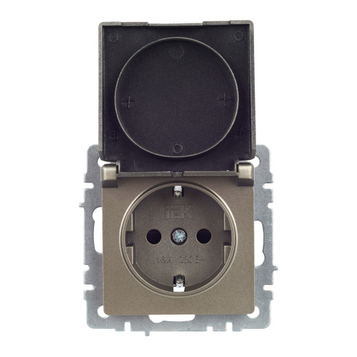 BRITE Роз. с з/к/ш с кр. 16А IP44 РСбш10-3-44-БрШ шамп. IEK