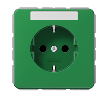 JUNG Штепсельная розетка SCHUKO 16A 250V~ с защитой от детей и полем для надписи, зеленая